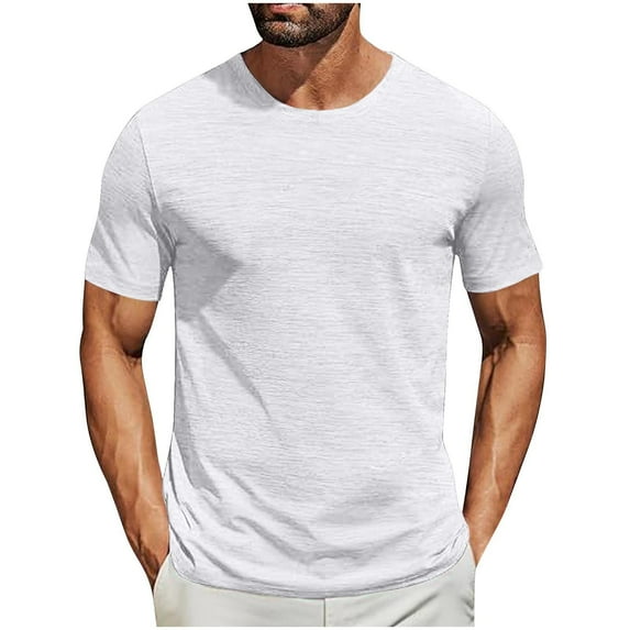 Stamzod Men's T-Shirts Solid Color Short Sleeve Basic Tee Tops Crewneck Summer Tee Casual Vacation Beach Shirts for Men White C S