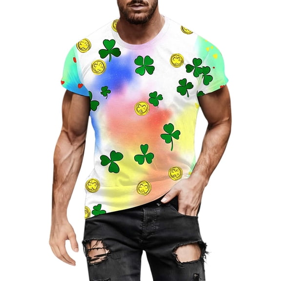 Stamzod Men's T-Shirts Summer Funny Irish Lucky Tee Shirts Mens Shorts Sleeve Graphic Tees Casual Plus Size Clothing Multicolor XXL