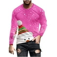 thumbnail image 1 of Stamzod Men's T-Shirts Xmas Long Sleeve Casual Pullover Tops Holiday Plus Size Fashion Christmas Shirts for Men Pink E XXXL, 1 of 5