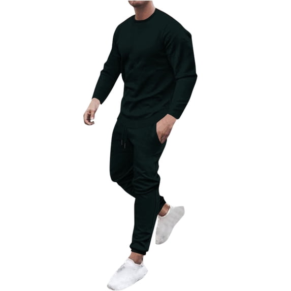 Stamzod Men's Track Suits 2 Piece Set Solid Slim Fit Active Jogging Suits Long Sleeve Sweatsuits Warm Up Fall Winter Casual Outfits