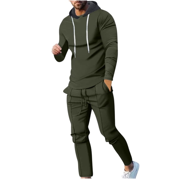 Stamzod Men's Sweatshirts 2 Piece Hoodie Casual Long Sleeve Pullover Men's Jogging Tracksuits Set with Pocket Fashion Men's Suits