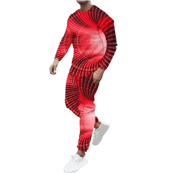 Stamzod Men's Tracksuit New Style Fashion Digital Print 2 Piece Athletic Jogging Sweatsuits for Men Casual Sports Long Sleeve Pullover Suit Set On