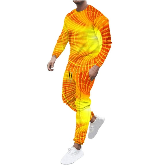 Stamzod Men's Tracksuit Style Fashion Digital Print 2 Piece Athletic Jogging Sweatsuits for Men Casual Sports Long Sleeve Pullover Suit Set