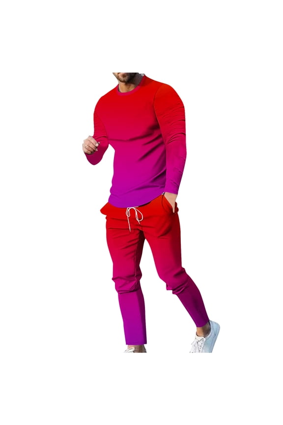 Men's Tracksuit Warm Up Long Sleeve Plus Size 2 Piece Sweatsuit Sets Fashion Colorblock Casual Jogging Athletic Suits with Pocket