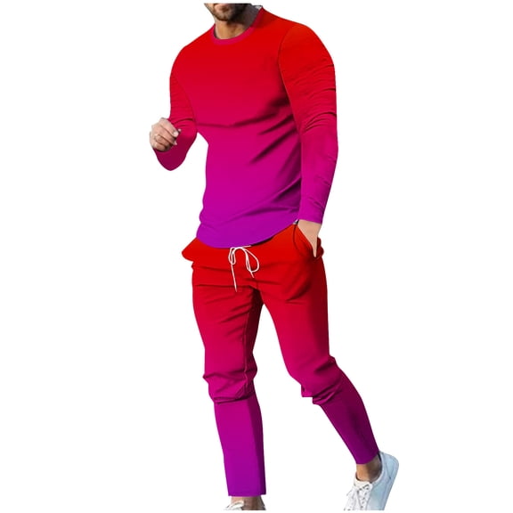 Stamzod Men's Tracksuit Warm Up Long Sleeve Plus Size 2 Piece Sweatsuit Sets Fashion Colorblock Casual Jogging Athletic Suits with Pocket