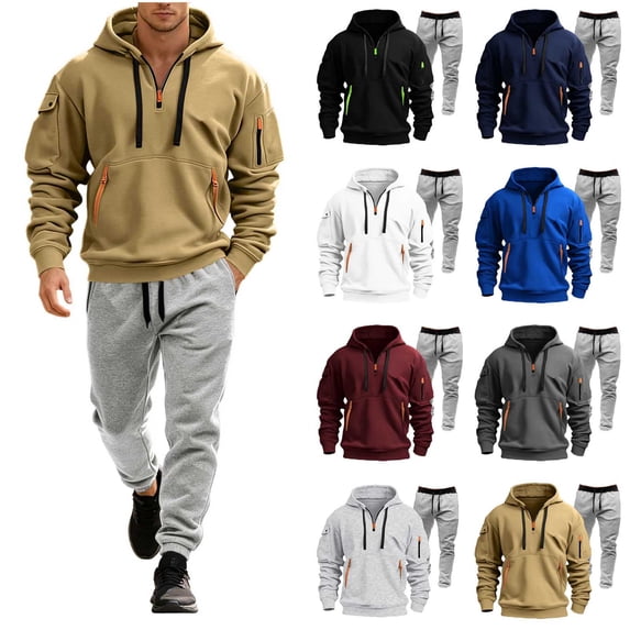 Stamzod Men's Tracksuits 2 Piece Sweatsuit Sets Casual Athletic Hoodie and Sweatpants Set Jogging Track Suits Mens with Pocket S