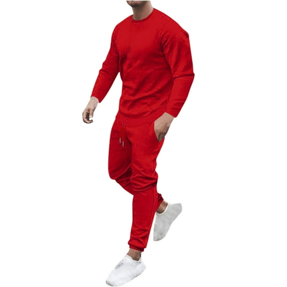 Stamzod Men's Tracksuits Long Sleeve Pullover Sweatsuits for Men Solid Slim Fit Casual Streetwear Thermal Fall Winter Athletic Jogging Sets