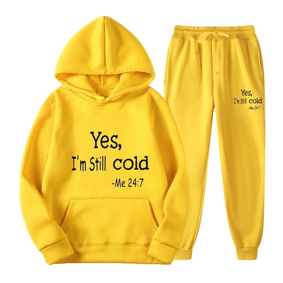 Stamzod Men's Tracksuits Set Clearance Long Sleeve Hoodies Sweatshirt Drawstring Waist Pant Jogging Sweatsuit For Men Funny Letter Print 2 Piece Outfits