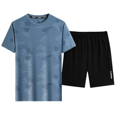 Stamzod Men's Tracksuits Short Sleeve Breathable Quick Dry Sweatsuits for Men Slim Fit Plus Size Gym Workout Jogging Suits with Pocket on Clearance