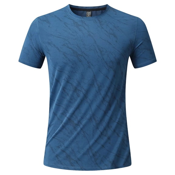 Stamzod Men's Workout Shirts Summer Crewneck Short Sleeve Pullover Tee Tops Casual Running Plain Tshirts for Men Blue B M