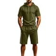 thumbnail image 1 of Stamzod Mens 2 Piece Short Set Casual Short Sleeve Track Suits Mens Hoodie Shorts Sweatsuit Set for Gym Running Workout, 1 of 9