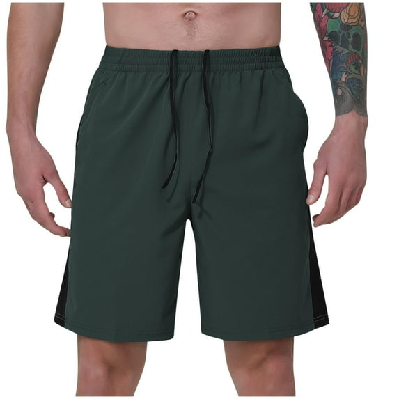 Stamzod Mens Athletic Running Shorts Plus Size Quick Dry Workout Gym Shorts Fashion Colorblock Drawstring Waist Mens Hiking With Pockets On Clearance