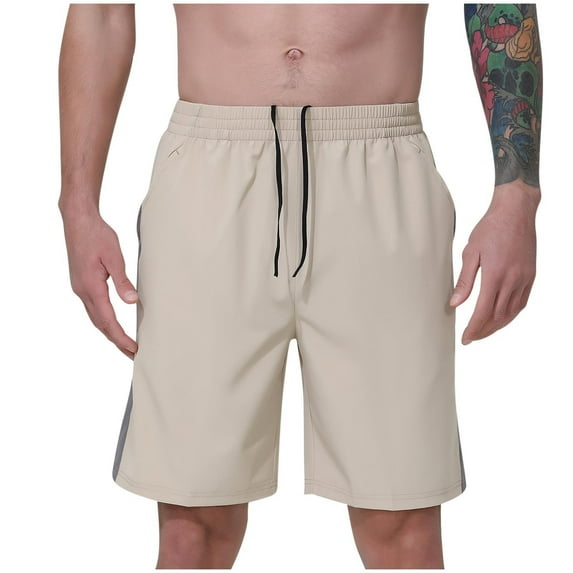 Stamzod Mens Athletic Running Shorts Plus Size Quick Dry Workout Gym Shorts Fashion Colorblock Drawstring Waist Mens Hiking with Pockets