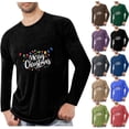 thumbnail image 1 of Stamzod Mens Athletic Shirts Fashion Christmas Printed Crewneck Long Sleeve Shirt Loungewear Casual Oversized Tshirts for Men Purple-7 XL, 1 of 5