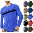 thumbnail image 1 of Stamzod Mens Athletic Shirts Fashion Stripe Printed Crewneck Oversized Tshirts Casual Gym Long Sleeve Shirts for Men Army Green-2 XXXXL, 1 of 4