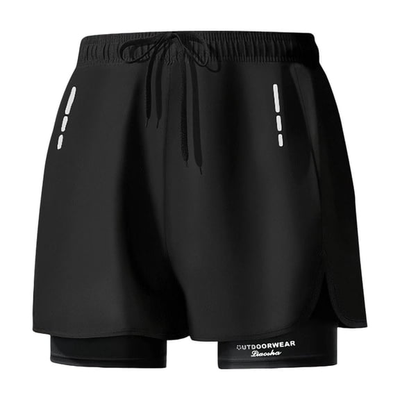 Stamzod Mens Bathing Suit Athletic Summer Loose Swim Trunks with Compression Liner Casual Stretch Swimming Shorts for Men Black XL