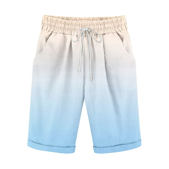 Stamzod Mens Beach Shorts Summer Fashion Gradient Color Drawstring Outdoor Sport Shorts with Pockets Plus Size Men's 5" Running Shorts