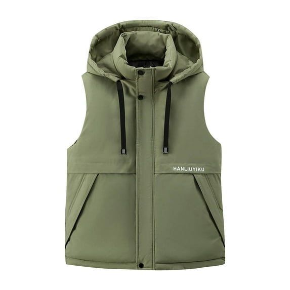 Stamzod Mens Black Vest with Hood Winter Oversized Athletic Puffer Vests Casual Sleeveless Jacket for Men Green J XXXL