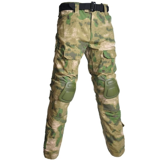 Stamzod Mens Camo Cargo Pants Multi-Pocket Quick Dry Tactics Trouser with Knee Pads Button Zipper Plus Size Work Outdoor Hiking Pants on Clearance
