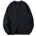 thumbnail image 1 of Stamzod Mens Cardigan Jackets Solid Color V Neck Long Sleeve Warm Fleece Jacket with Pocket Casual Oversized Cardigan Sweaters for Men Navy C XXXL, 1 of 3