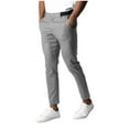 thumbnail image 1 of Stamzod Mens Casual Pants with Pocket Solid Color Slim Fit Cotton Work Pants Plus Size Straight Business Trousers for Men Gray M, 1 of 6