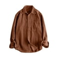 thumbnail image 1 of Stamzod Mens Casual Shirts Fashion Vintage Spring Fall Solid Color Turndown Button Up Shirt Men Long Sleeve Dress Shirt with Pocket Coffee M, 1 of 7