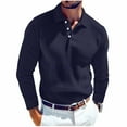 thumbnail image 1 of Stamzod Mens Casual Shirts Long Sleeve Button Knitted Pullover Top Fall Winter Business Work Shirt for Men Navy XXL, 1 of 6