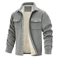 thumbnail image 1 of Stamzod Mens Corduroy Jacket with Pocket Long Sleeve Fleece Lined Oversized Jackets Casual Thicked Warm Winter Coats for Men Gray XXXXXL, 1 of 3