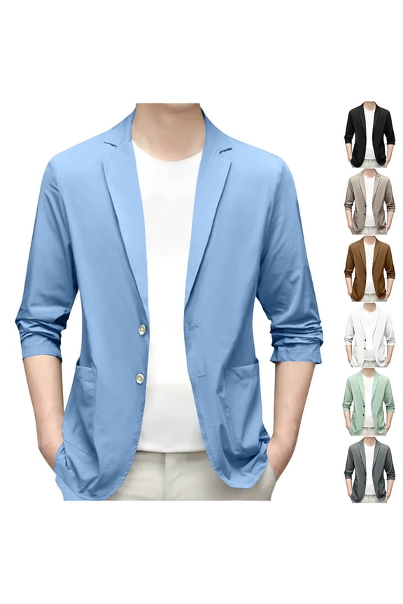 Mens Dress Jacket Solid Color Long Sleeve Work Blazers Jackets for Men Business Casual Suit Coat for Wedding Party White L