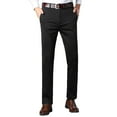 thumbnail image 1 of Stamzod Mens Dress Pants Officewear Solod Color Flat Front Straight Work Pants for Men Business Casual Pants with Pocket Black-3 L, 1 of 8