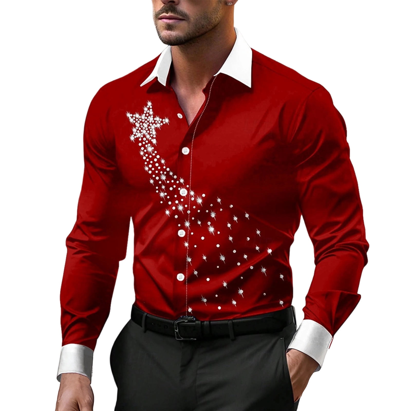 christmas mens dress shirt Black and Green Shirts Xmas Button Down Long Sleeve Snowflake Ugly Shirt Halloween Party Funny : Clothing, Shoes & Jewelry Tops Type Christmas Formal Shirts | Men's