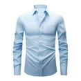 thumbnail image 1 of Stamzod Mens Dress Shirts Fashion Solid Color Long Sleeve Button Down Shirt Men Officewear Casual Business Work Shirts for Party Wedding Light Blue XXL, 1 of 5