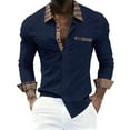thumbnail image 1 of Stamzod Mens Dress Shirts Long Sleeve Patchwork Button Up Shirt Casual Work Shirts for Men (Available In Big & Tall) Navy XXL, 1 of 7