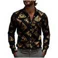 thumbnail image 1 of Stamzod Mens Dress Shirts Plus Size Fashion Print Turndown Long Sleeve Button Up Shirt Business Casual Work Shirts for Men Black W S, 1 of 5