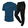 thumbnail image 1 of Stamzod Mens Fall Outfits 2 Piece Crewneck Short Sleeve Shirts and Joggers Sets Casual Sports Track Suits Mens Fashion Clothing Blue B M, 1 of 6