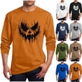 thumbnail image 1 of Stamzod Mens Graphic T-Shirts Fashion Casual Halloween Shirt Crew Neck Long Sleeve Oversized Tshirts for Men 4XL, 1 of 5