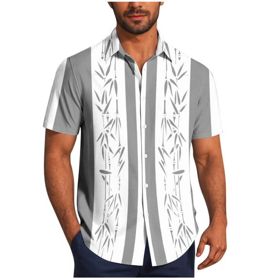 Stamzod Mens Hawaiian Shirt Casual Short Sleeve Button Down Men Summer Vintage Boho Beach Shirts 2026 Plus Size Men's Clothing White-1 XXL