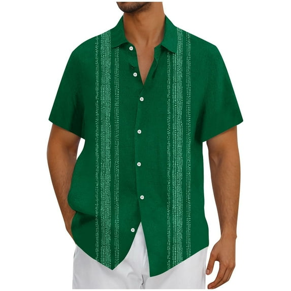 Stamzod Mens Hawaiian Shirt Fahsion Vintage Summer Short Sleeve Button Down Shirt Beach Vacation Casual Oversized Shirts for Men Army Green M