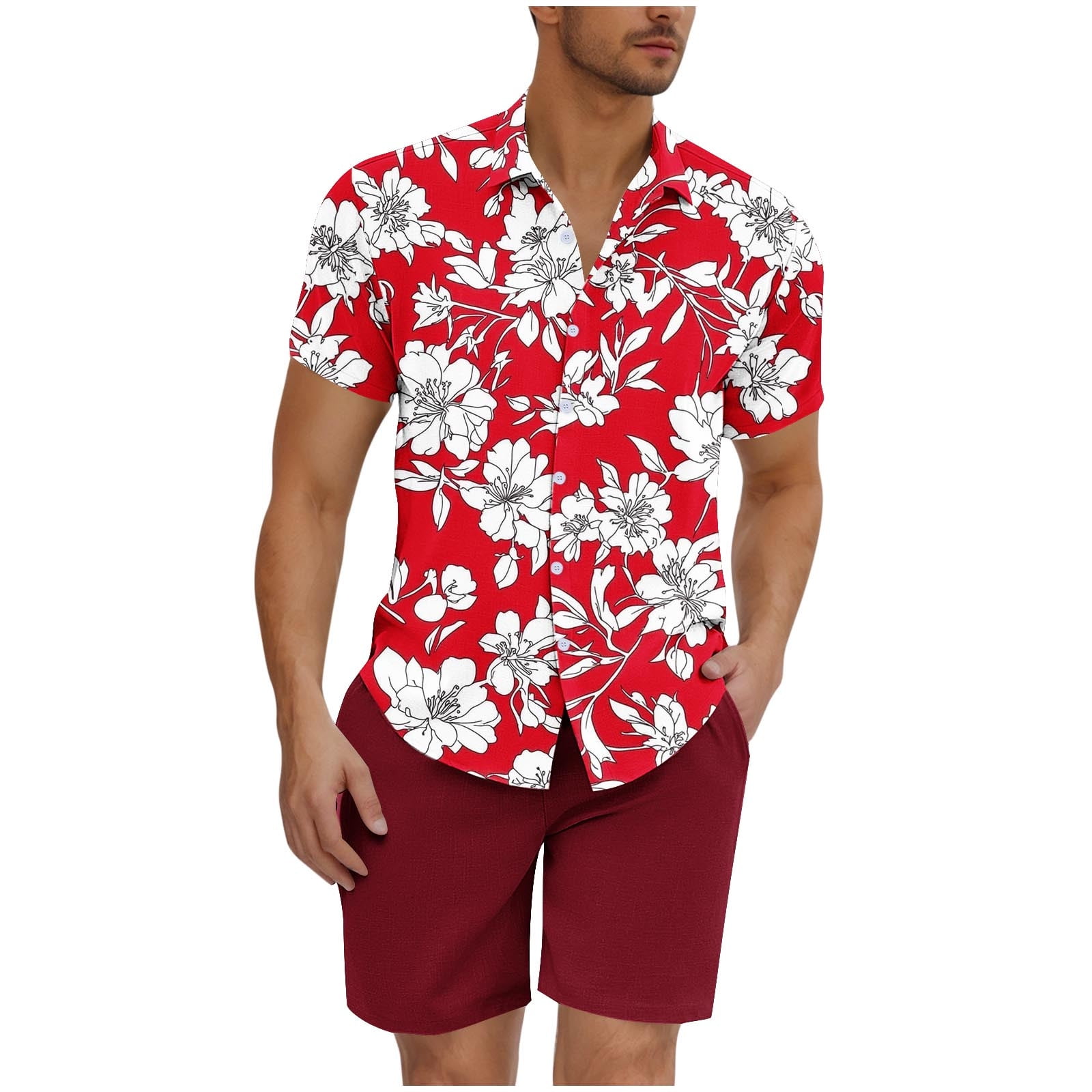 Kids Boy's Rayon Hawaiian Shirt & Shorts Set with Loulu Palm Leaf Print