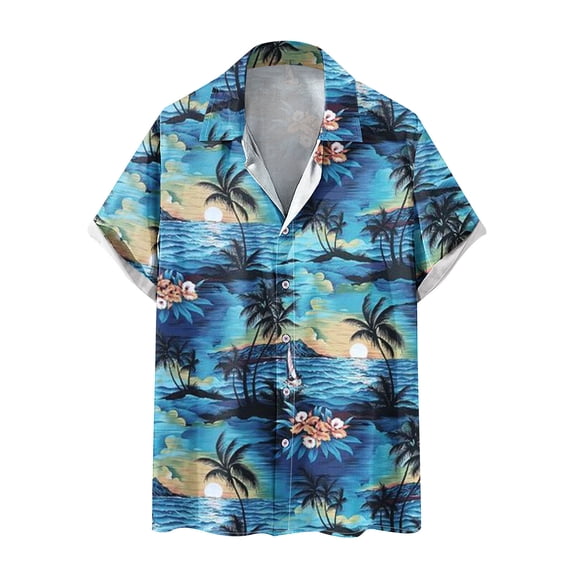 Stamzod Mens Hawaiian Tropical Shirt Short Sleeve Casual Button down Lapel Summer Beach Shirts Plus Size