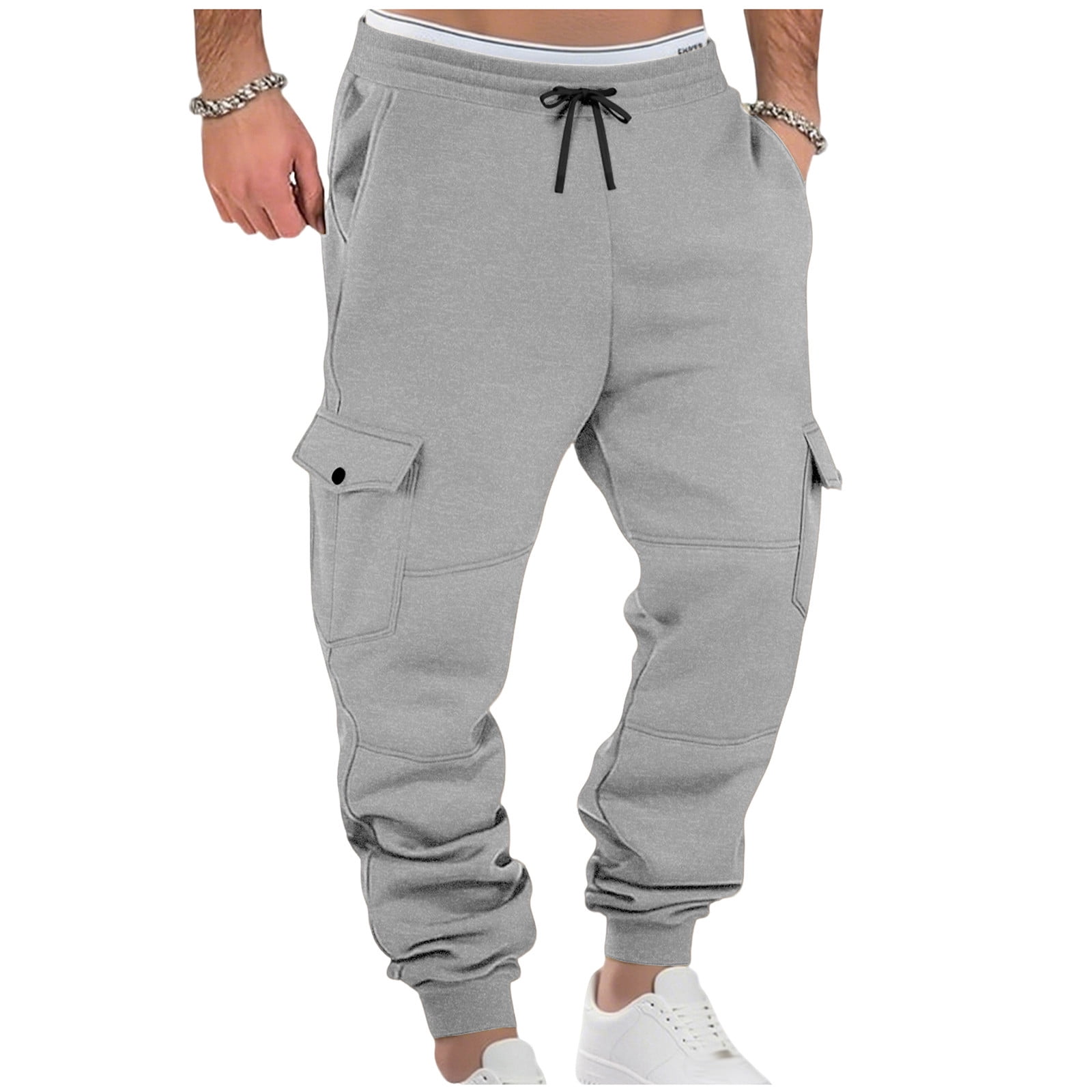 Stamzod Mens Joggers with Pockets Solid Color Casual Drawstring