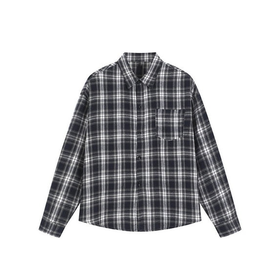 Stamzod Mens Long Sleeve Button Down Shirts Fashion Plaid Pritned Turndown Oversized Shirt Casual Men Clothing Navy-9 XXXXXL