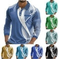 thumbnail image 1 of Stamzod Mens Long Sleeve Shirt Fashion Strip Printed Turndown Gym Oversized Shirts Casual Athletic Shirts for Men Light Blue D L, 1 of 4