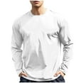 thumbnail image 1 of Stamzod Mens Long Sleeve Tee Shirts Fashion Solid Color Crewneck Sweatshirt Spring & Fall Casual Loose Running Workout Shirts for Men White M, 1 of 4
