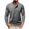 thumbnail image 1 of Stamzod Mens Long Sleeve Tee Shirts Fashion Solid Color Round Neck Cotton Shirts Daily Casual Loose Summer Shirts for Men Dark Gray M, 1 of 7