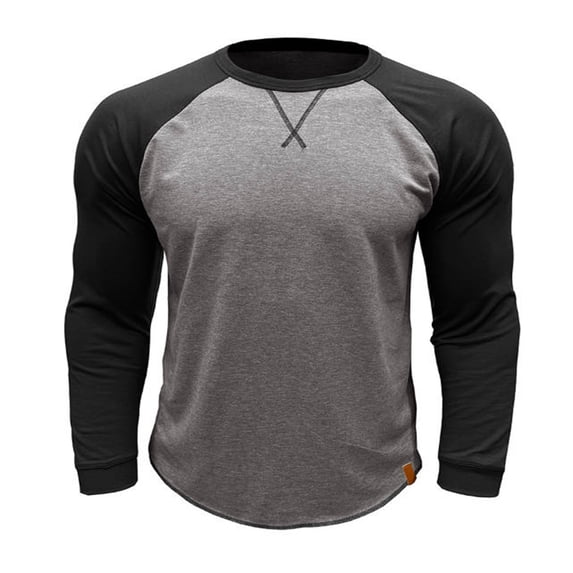 Stamzod Mens Muscle Raglan T Shirts Vintage Patchwork Slim Fit Stretch Baseball T-Shirts Long Sleeve Fall Fitness Workout Tops On Sale