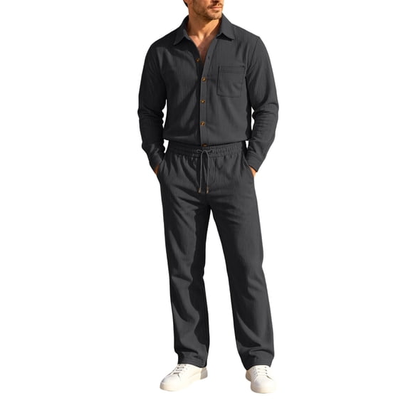 Stamzod Mens Outfits 2 Piece Long Sleeve Button Up Shirt Casual Pants Corduroy Sets Travel Work Track Suits Mens Fall Fashion 2026