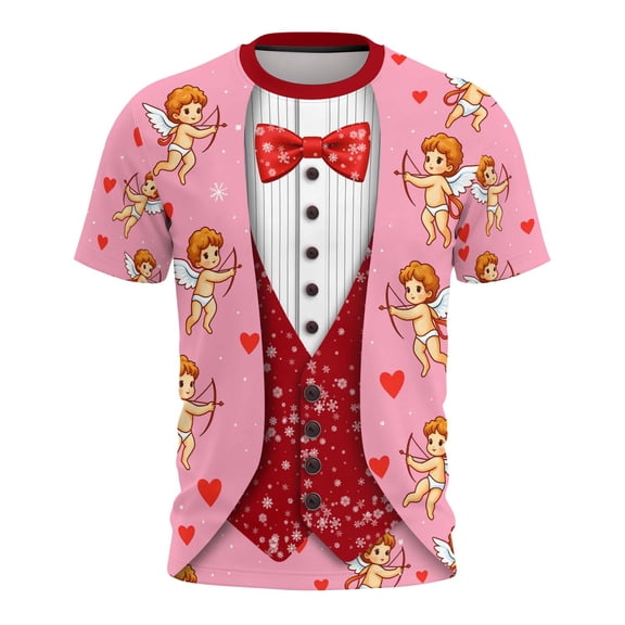 Stamzod Mens Oversized T Shirt Valentine's Lover Heart Summer Shirts Casual Short Sleeve Basic Tee Tops Men Clothing Pink K S