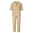 thumbnail image 1 of Stamzod Mens Pajama Set Plus Size Long Sleeve Shirt And Loose Pant Pajama Set For Men Fashion Solid Color Ribbed Men's Sleepwear On Clearance, 1 of 4