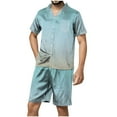 thumbnail image 1 of Stamzod Mens Pajama Set Short Sleeve Gradient Color Satin Sleepwear Button Down Shirt Elastic Waist Shorts Men Short Sets Outfits with Pocket, 1 of 5